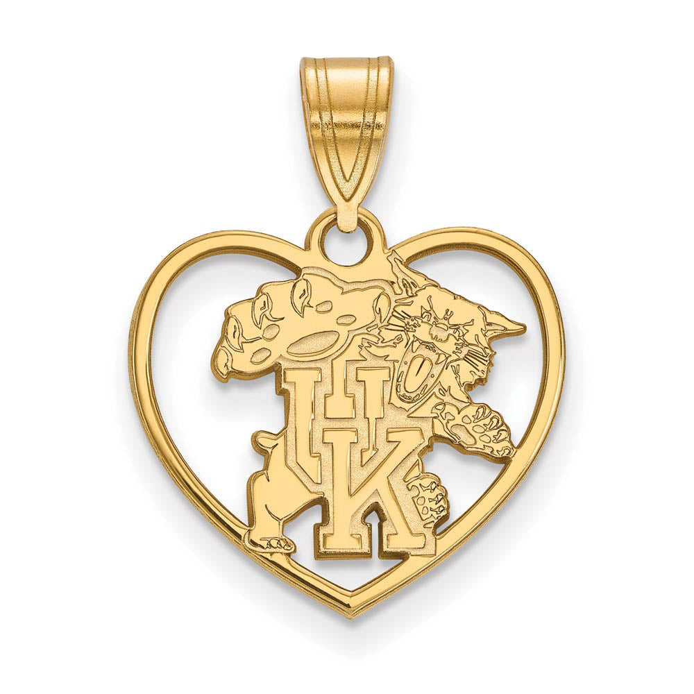 14k Gold Plated Silver U. of Kentucky Heart Pendant, Item P25430 by The Black Bow Jewelry Co.