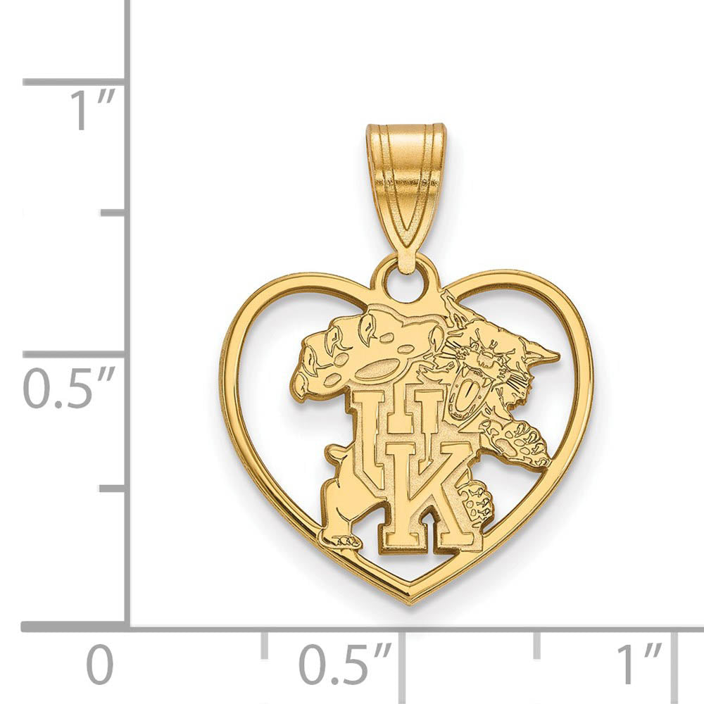 Alternate view of the 14k Gold Plated Silver U. of Kentucky Heart Pendant by The Black Bow Jewelry Co.