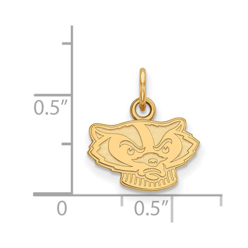 Alternate view of the 14k Gold Plated Silver U. of Wisconsin XS (Tiny) Mascot Charm Pendant by The Black Bow Jewelry Co.