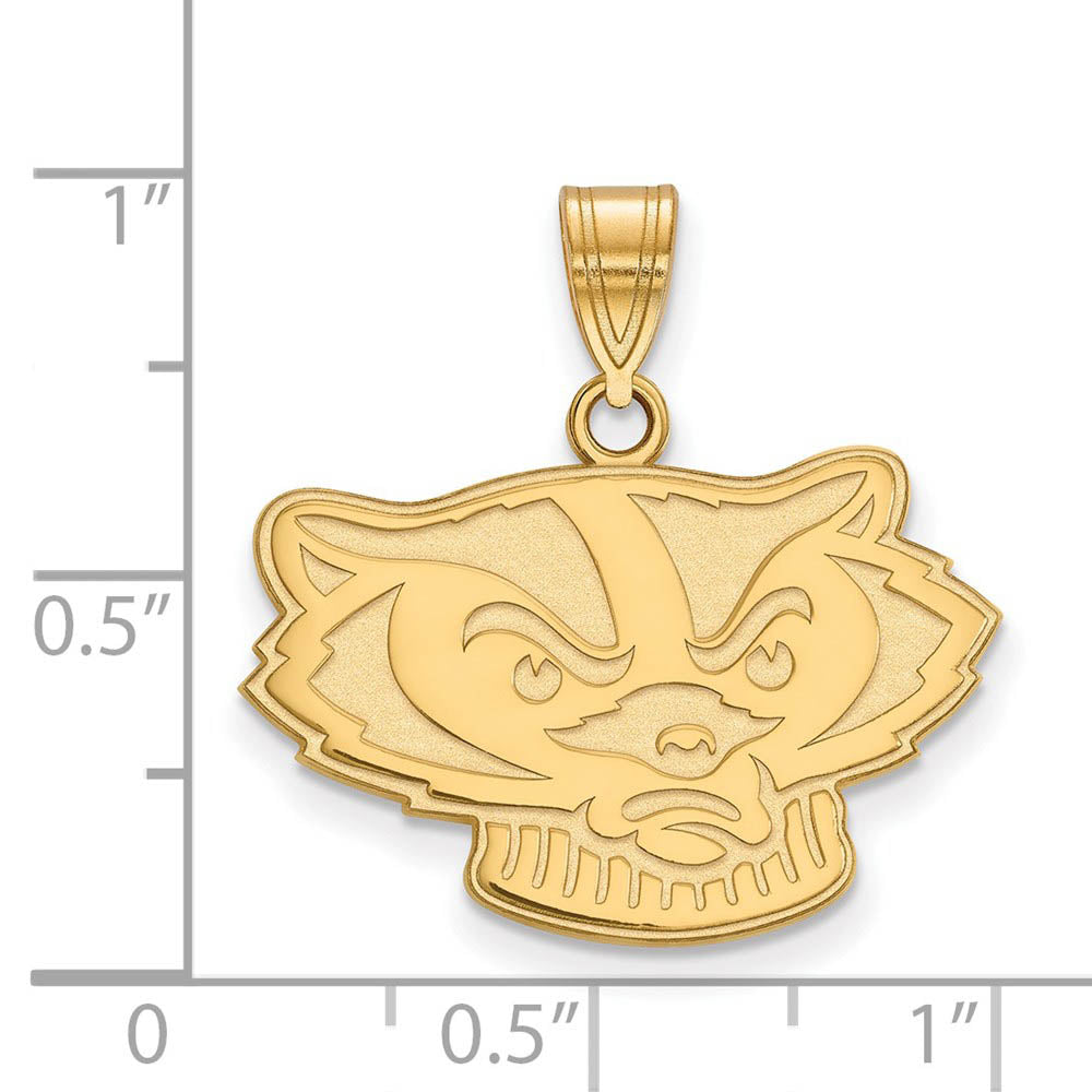 Alternate view of the 14k Gold Plated Silver U. of Wisconsin Medium Mascot Pendant by The Black Bow Jewelry Co.