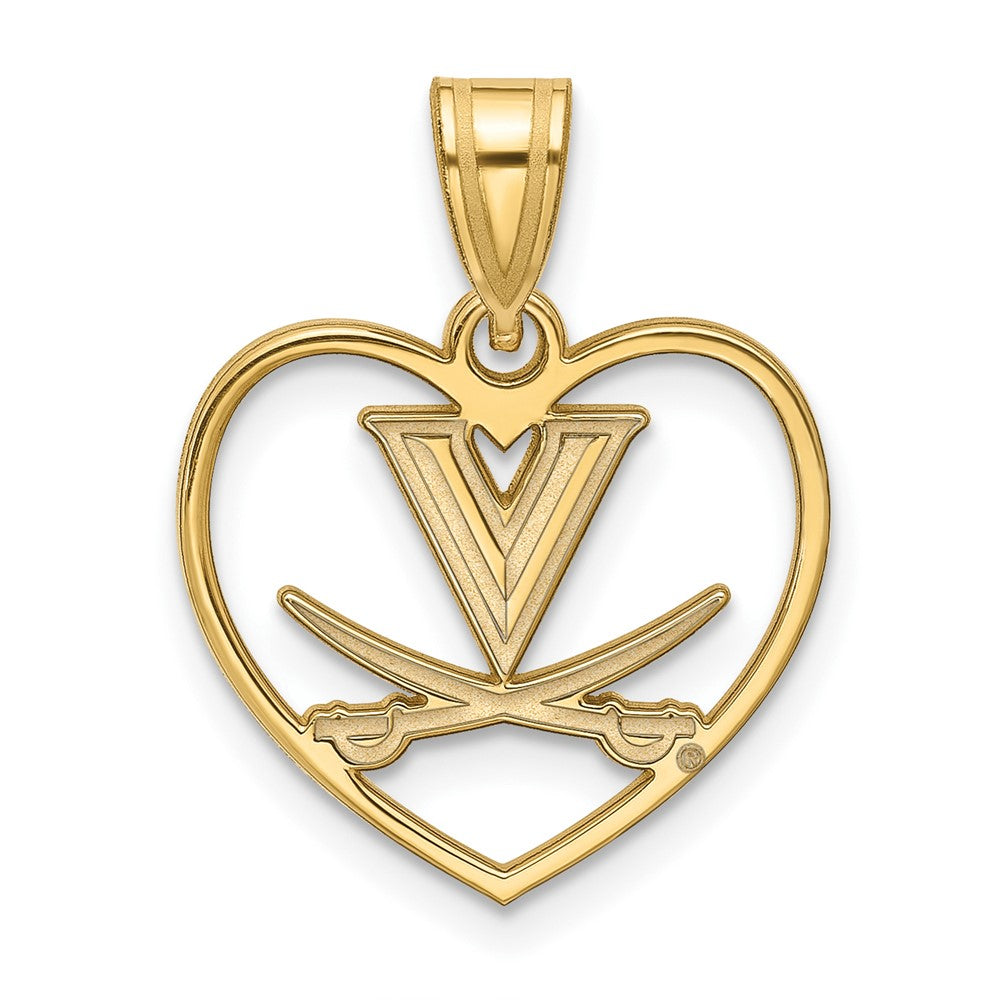 14k Gold Plated Silver U. of Virginia Logo Heart Pendant, Item P25458 by The Black Bow Jewelry Co.