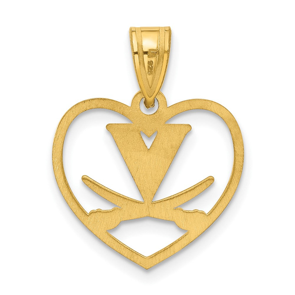 Alternate view of the 14k Gold Plated Silver U. of Virginia Logo Heart Pendant by The Black Bow Jewelry Co.