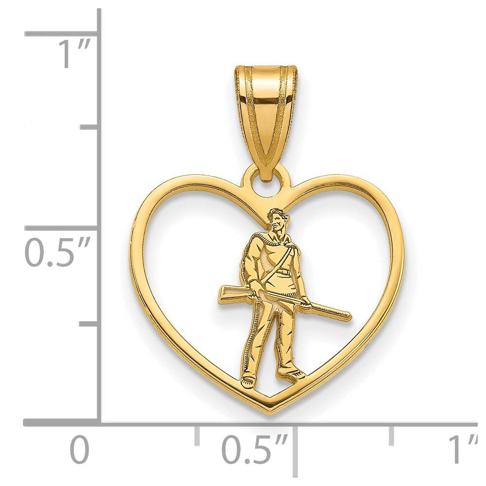 Alternate view of the 14k Gold Plated Silver West Virginia U. Mascot Heart Pendant by The Black Bow Jewelry Co.