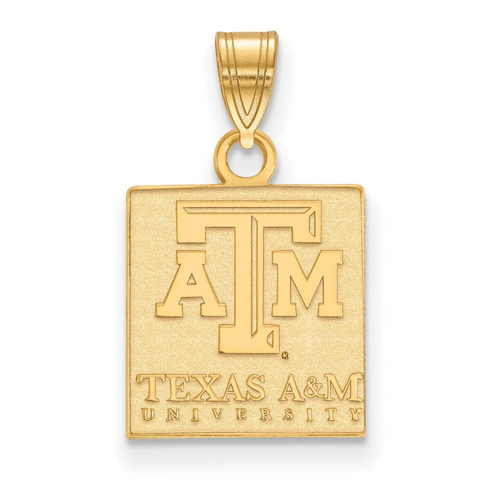 14k Gold Plated Silver Texas A&M U. Small Pendant, Item P25481 by The Black Bow Jewelry Co.
