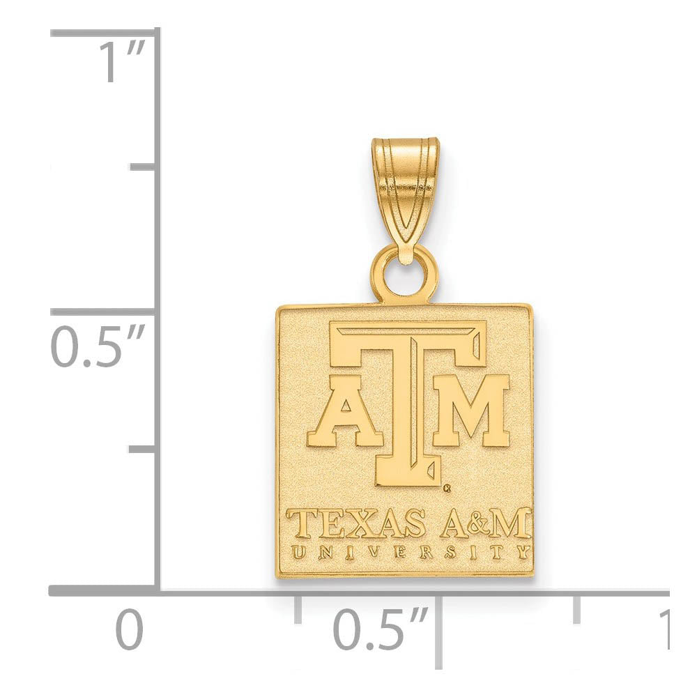 Alternate view of the 14k Gold Plated Silver Texas A&M U. Small Pendant by The Black Bow Jewelry Co.