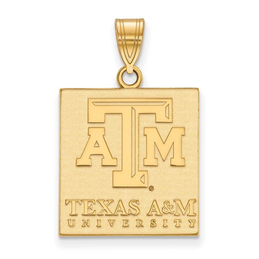14k Gold Plated Silver Texas A&M U. Large Pendant, Item P25490 by The Black Bow Jewelry Co.