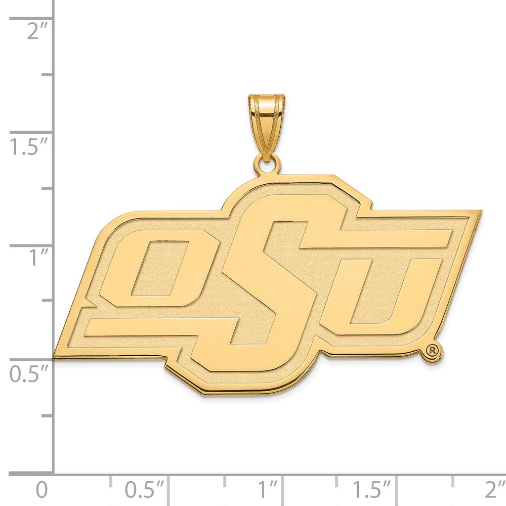 Alternate view of the 14k Gold Plated Silver Oklahoma State XL Pendant by The Black Bow Jewelry Co.
