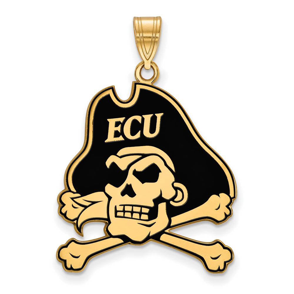 14k Gold Plated Silver East Carolina U XL Enamel Pendant, Item P25505 by The Black Bow Jewelry Co.