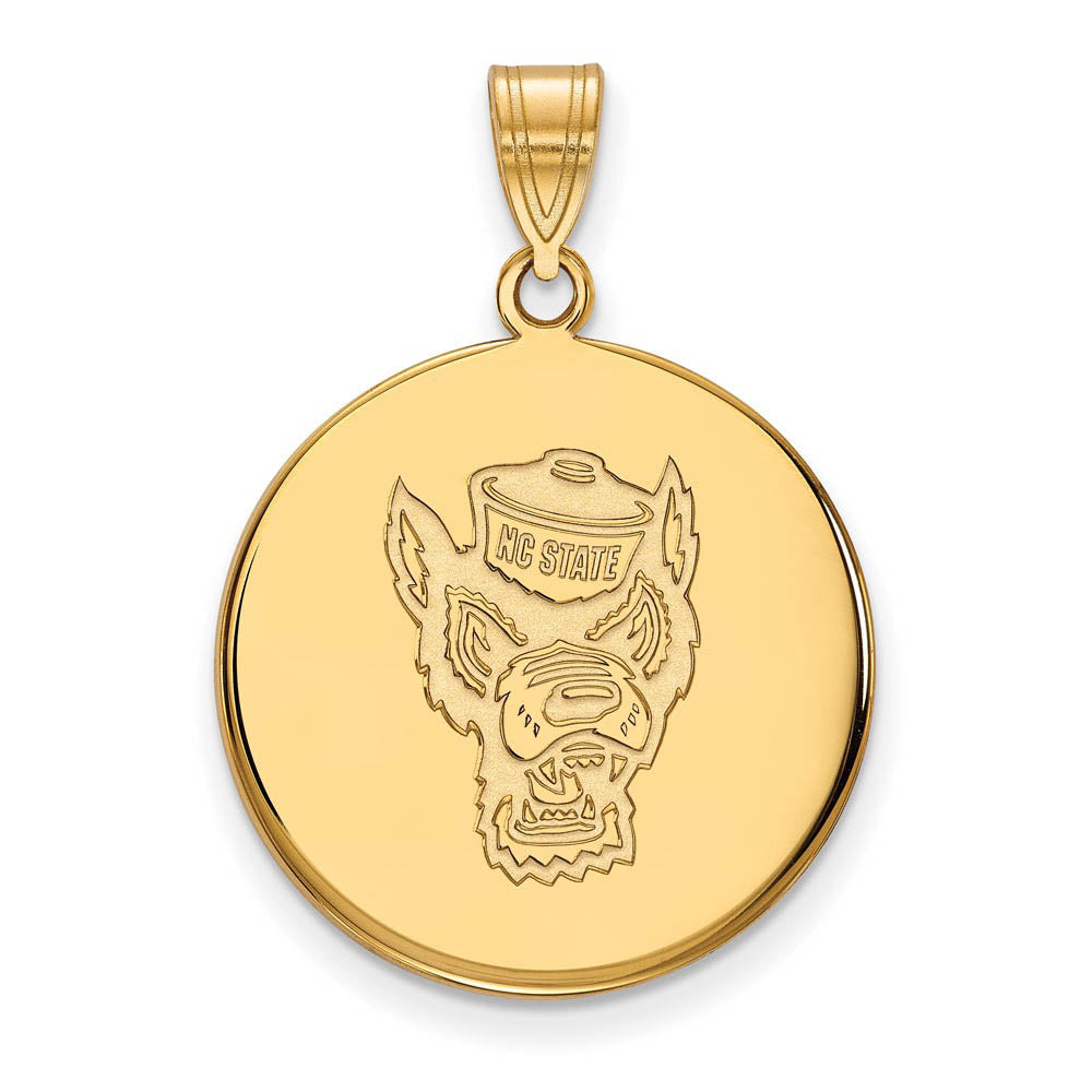 14k Gold Plated Silver North Carolina State Large Mascot Disc Pendant, Item P25516 by The Black Bow Jewelry Co.