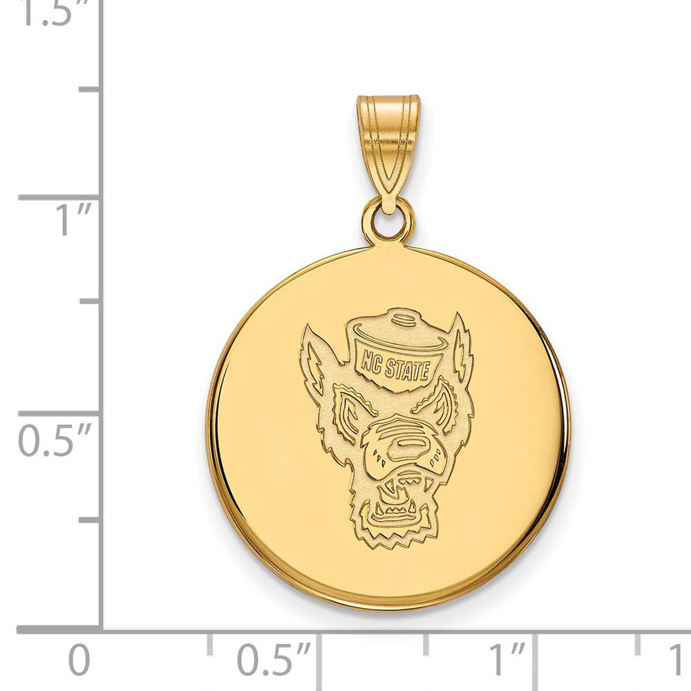Alternate view of the 14k Gold Plated Silver North Carolina State Large Mascot Disc Pendant by The Black Bow Jewelry Co.