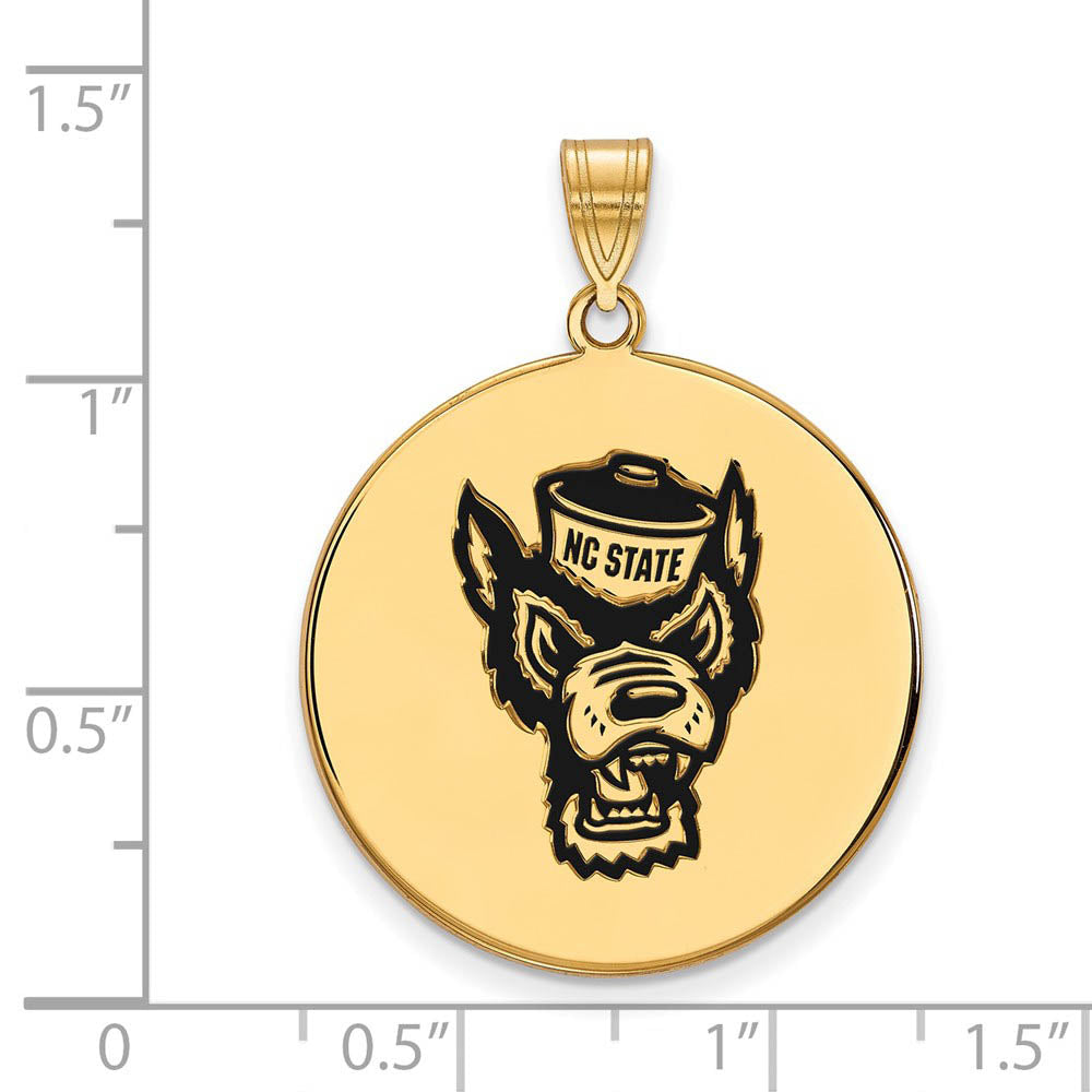Alternate view of the 14k Gold Plated Silver North Carolina State XL Enamel Disc Pendant by The Black Bow Jewelry Co.