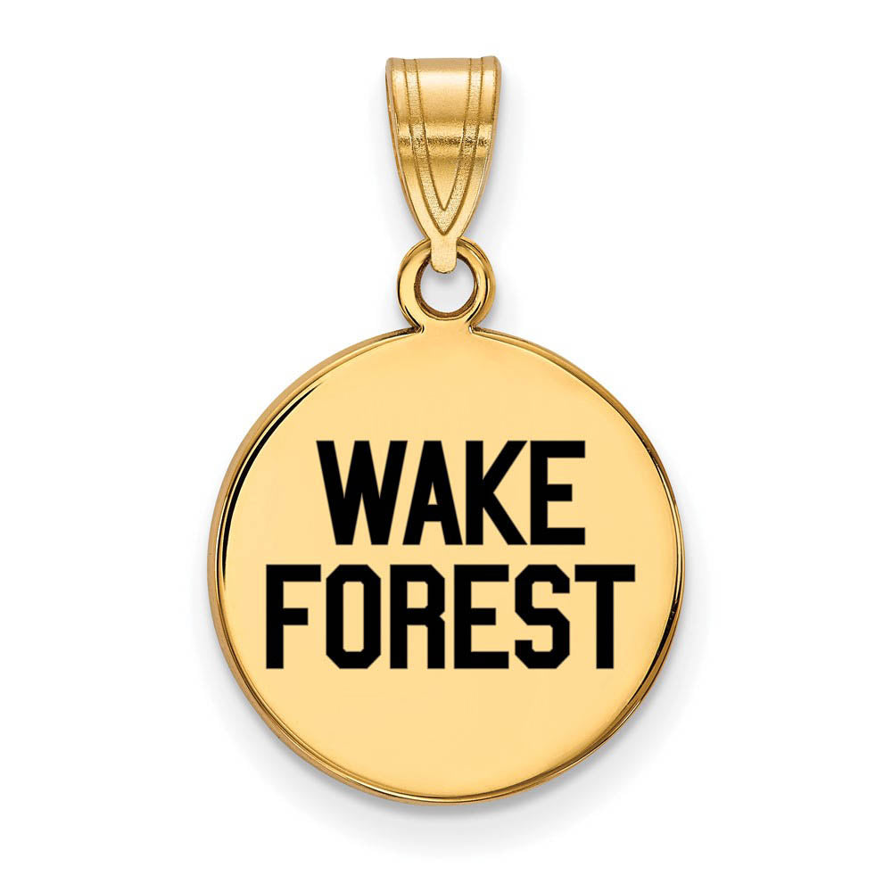 14k Gold Plated Silver Wake Forest U. Medium Enamel Logo Disc Pendant, Item P25540 by The Black Bow Jewelry Co.