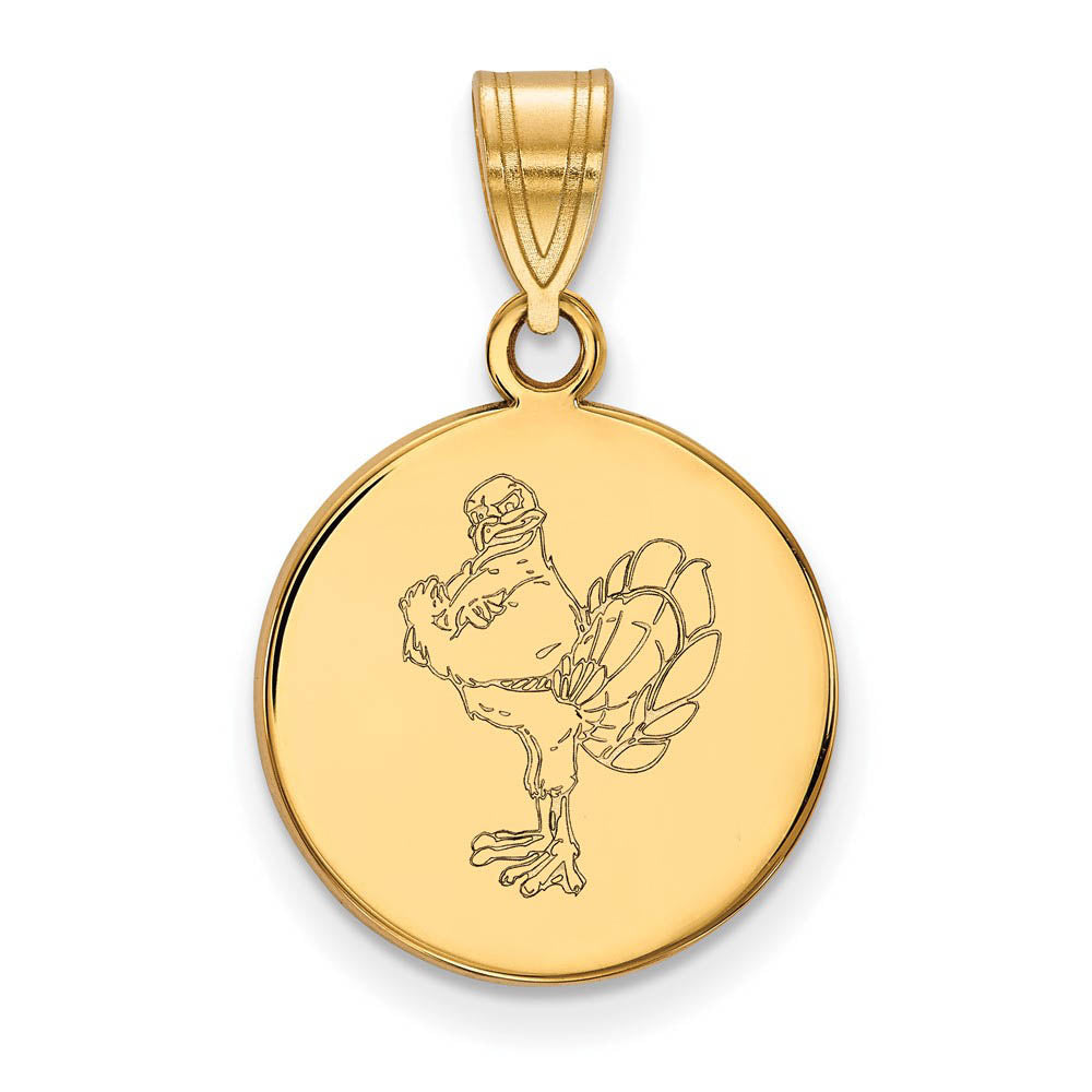 14k Gold Plated Silver Virginia Tech Medium Mascot Logo Disc Pendant, Item P25545 by The Black Bow Jewelry Co.