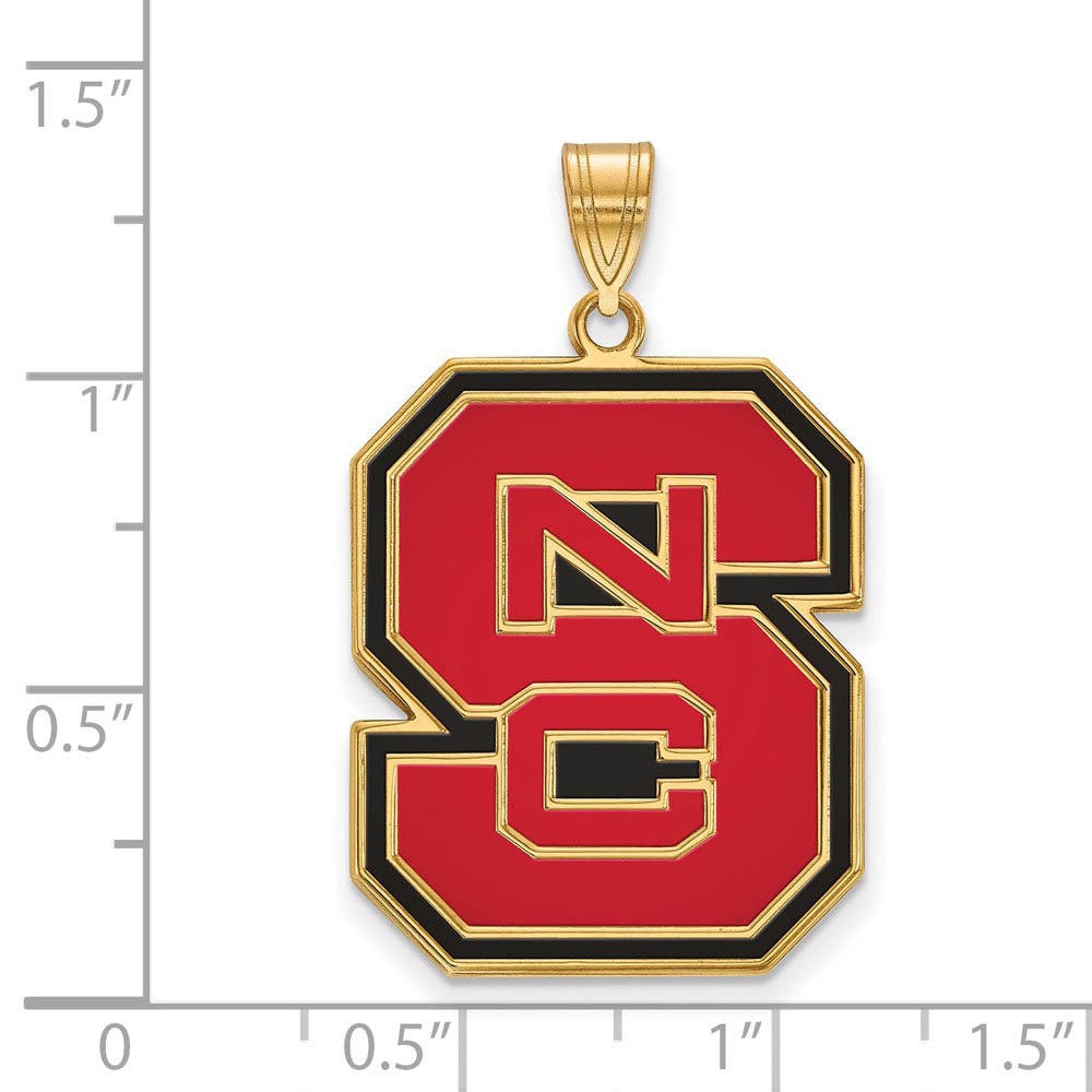 Alternate view of the 14k Gold Plated Silver North Carolina State XL Enamel Pendant by The Black Bow Jewelry Co.
