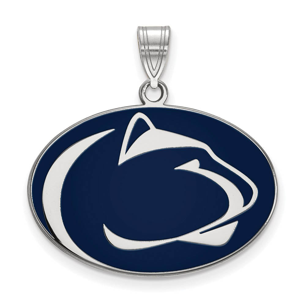 Sterling Silver Penn State Large Enamel Pendant, Item P25574 by The Black Bow Jewelry Co.