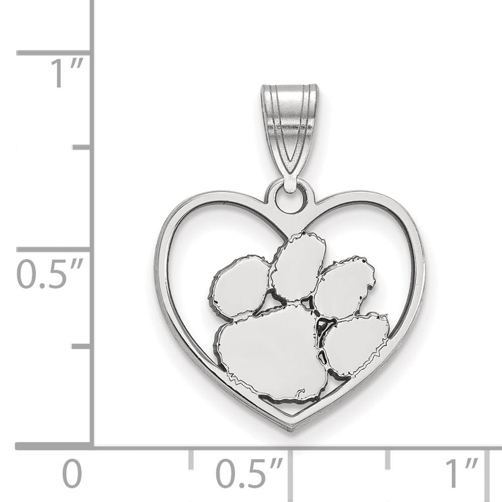 Alternate view of the Sterling Silver Clemson U Heart Pendant by The Black Bow Jewelry Co.