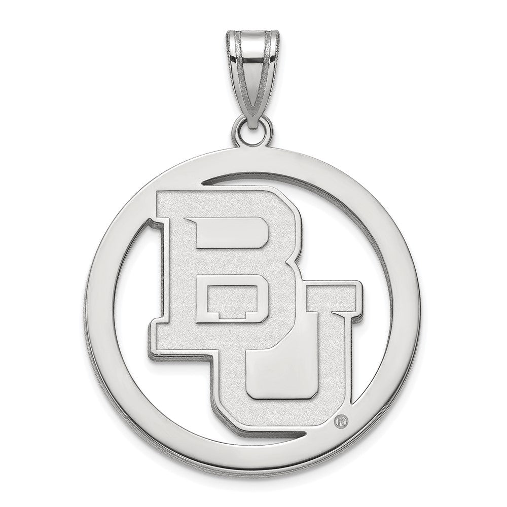 Sterling Silver Baylor U XL 'BU' Circle Pendant, Item P25579 by The Black Bow Jewelry Co.