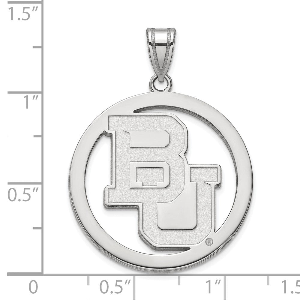 Alternate view of the Sterling Silver Baylor U XL 'BU' Circle Pendant by The Black Bow Jewelry Co.