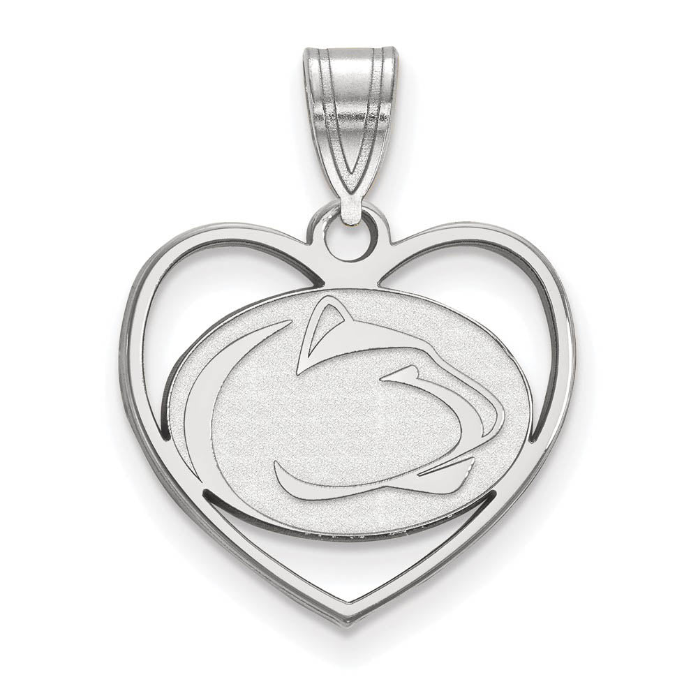 Sterling Silver Penn State Heart Pendant, Item P25583 by The Black Bow Jewelry Co.