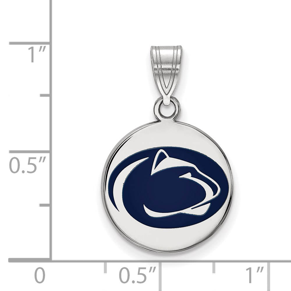 Alternate view of the Sterling Silver Penn State Medium Enamel Logo Disc Pendant by The Black Bow Jewelry Co.