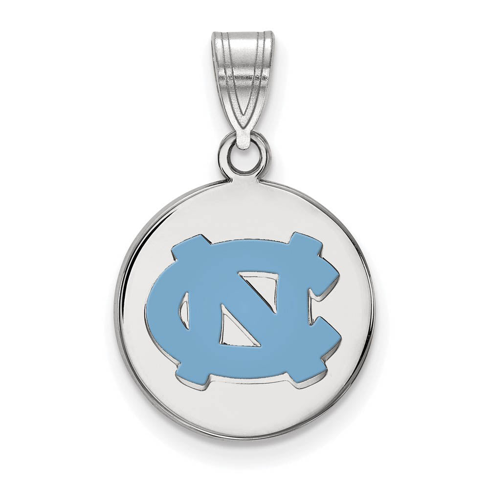 Sterling Silver North Carolina Medium Enamel Disc Pendant, Item P25595 by The Black Bow Jewelry Co.
