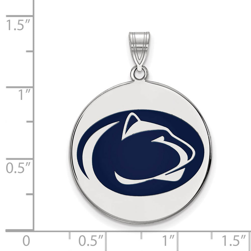 Alternate view of the Sterling Silver Penn State XL Enamel Logo Disc Pendant by The Black Bow Jewelry Co.