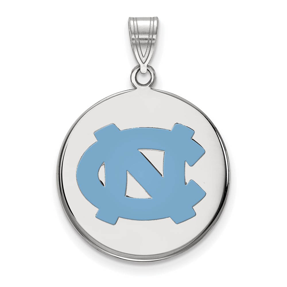 Sterling Silver North Carolina Large Enamel Disc Pendant, Item P25598 by The Black Bow Jewelry Co.