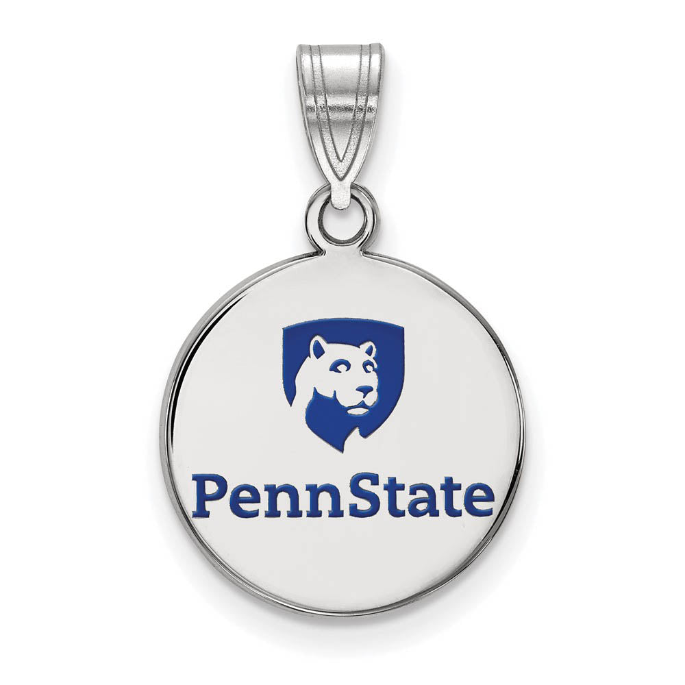 Sterling Silver Penn State Medium Enamel Disc Pendant, Item P25599 by The Black Bow Jewelry Co.