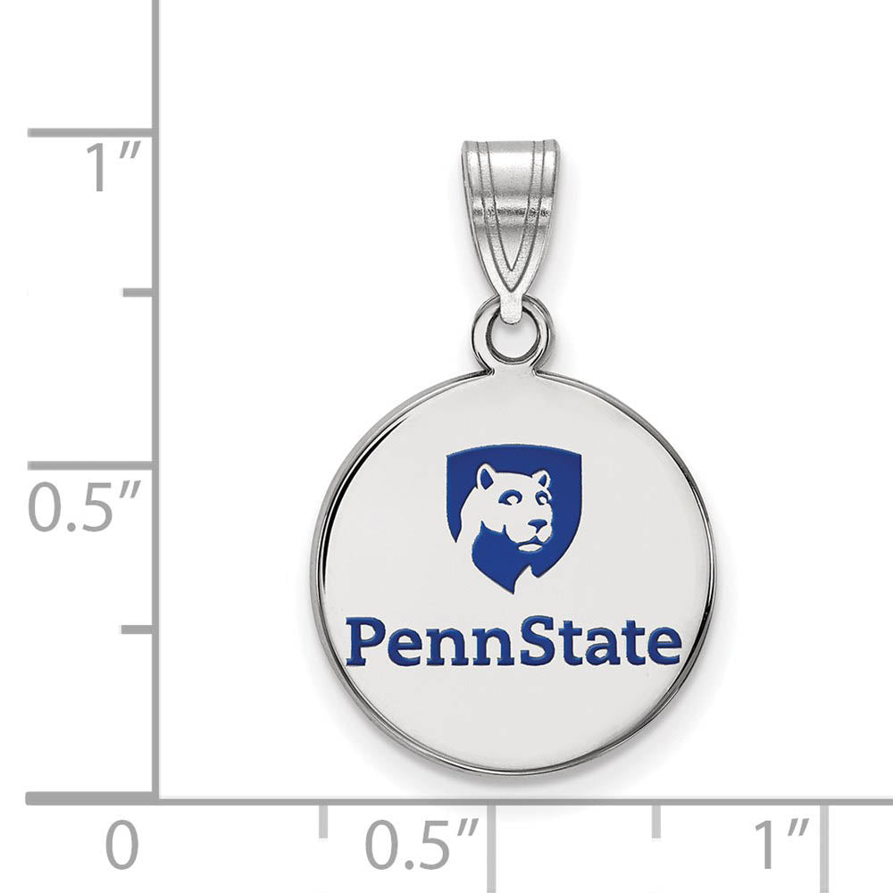 Alternate view of the Sterling Silver Penn State Medium Enamel Disc Pendant by The Black Bow Jewelry Co.