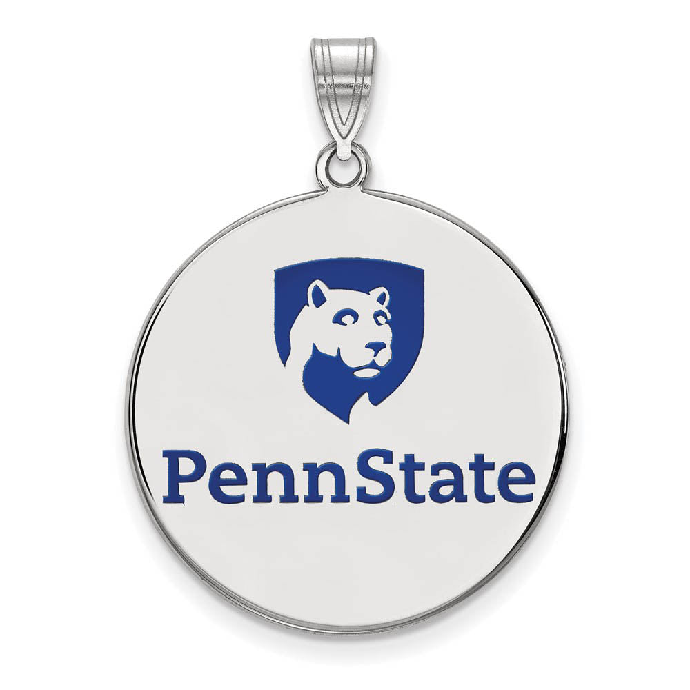 Sterling Silver Penn State XL Enamel Disc Pendant, Item P25600 by The Black Bow Jewelry Co.