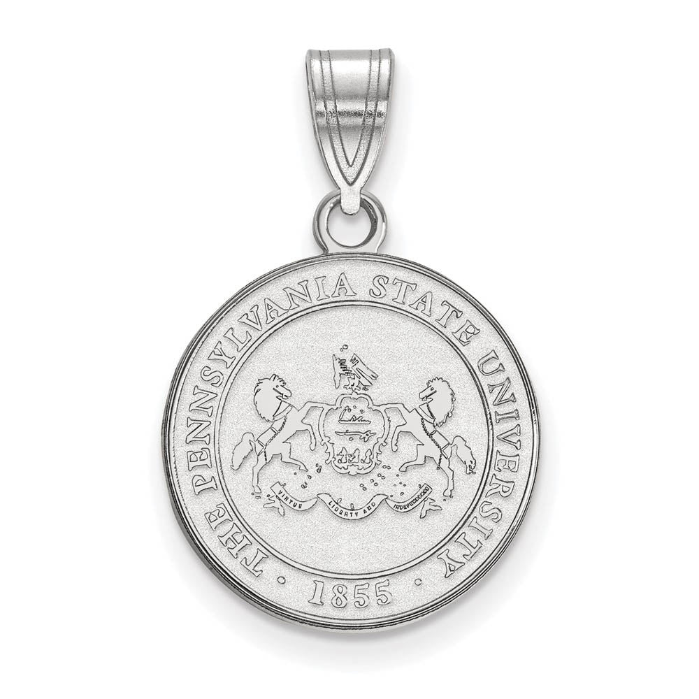 Sterling Silver Penn State Medium Crest Pendant, Item P25601 by The Black Bow Jewelry Co.