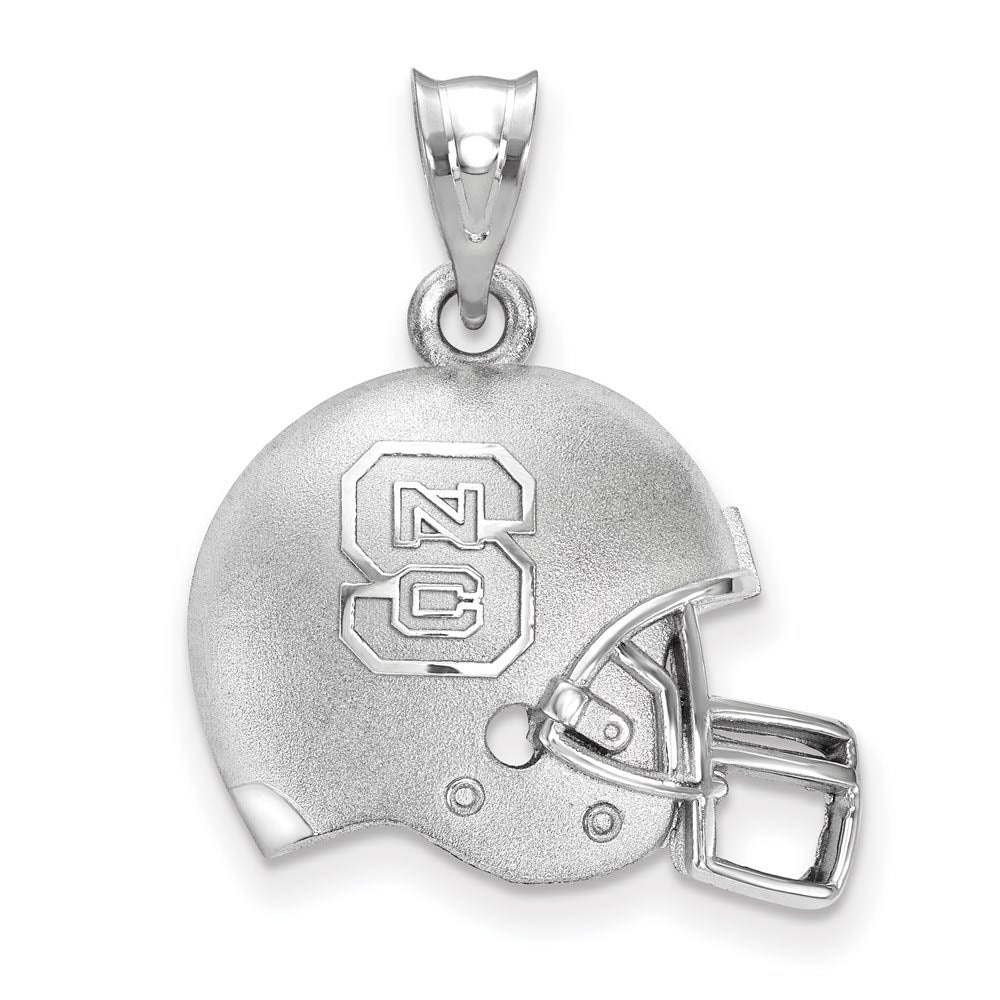 Sterling Silver North Carolina State 3D Football Helmet w Logo Pendant, Item P25613 by The Black Bow Jewelry Co.
