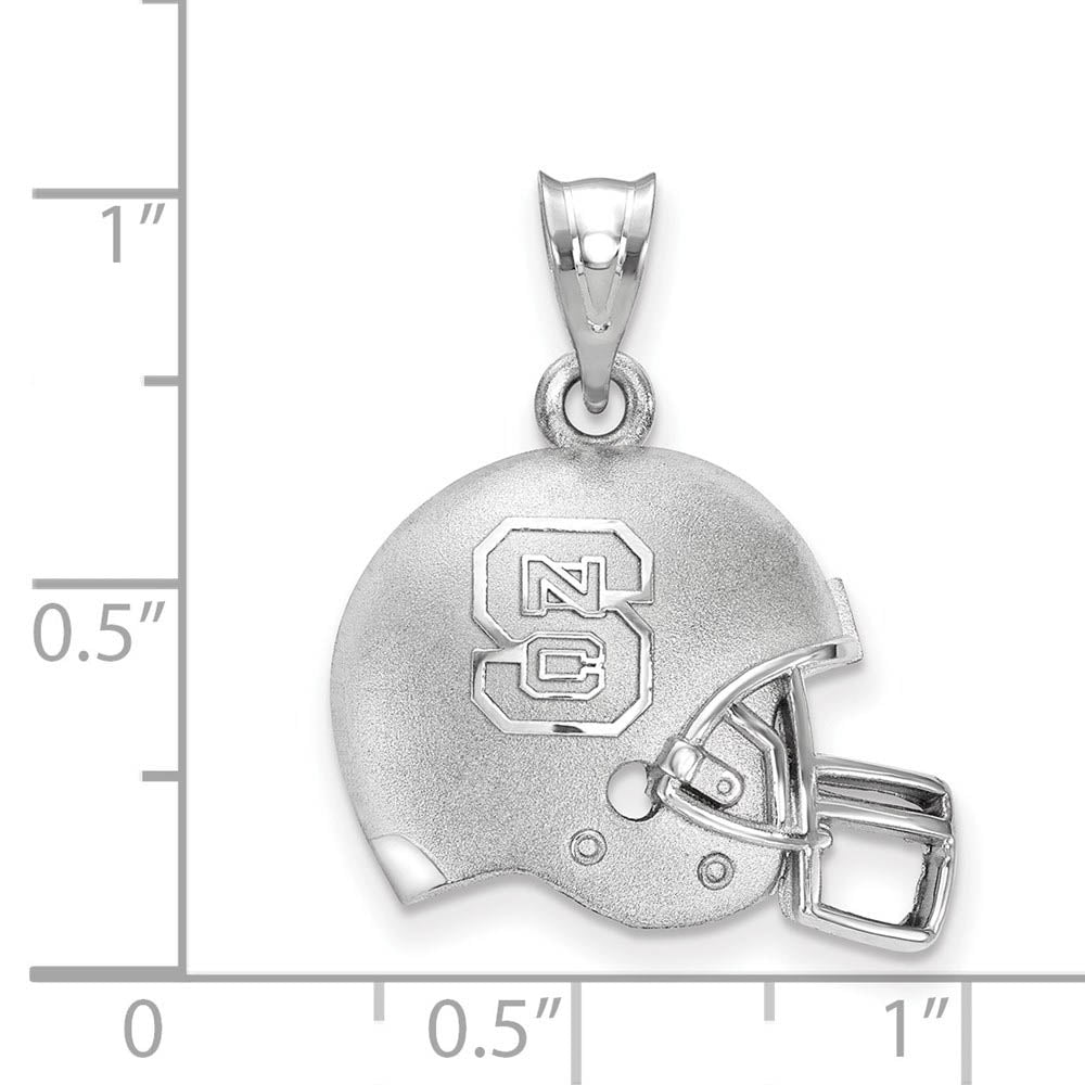Alternate view of the Sterling Silver North Carolina State 3D Football Helmet w Logo Pendant by The Black Bow Jewelry Co.
