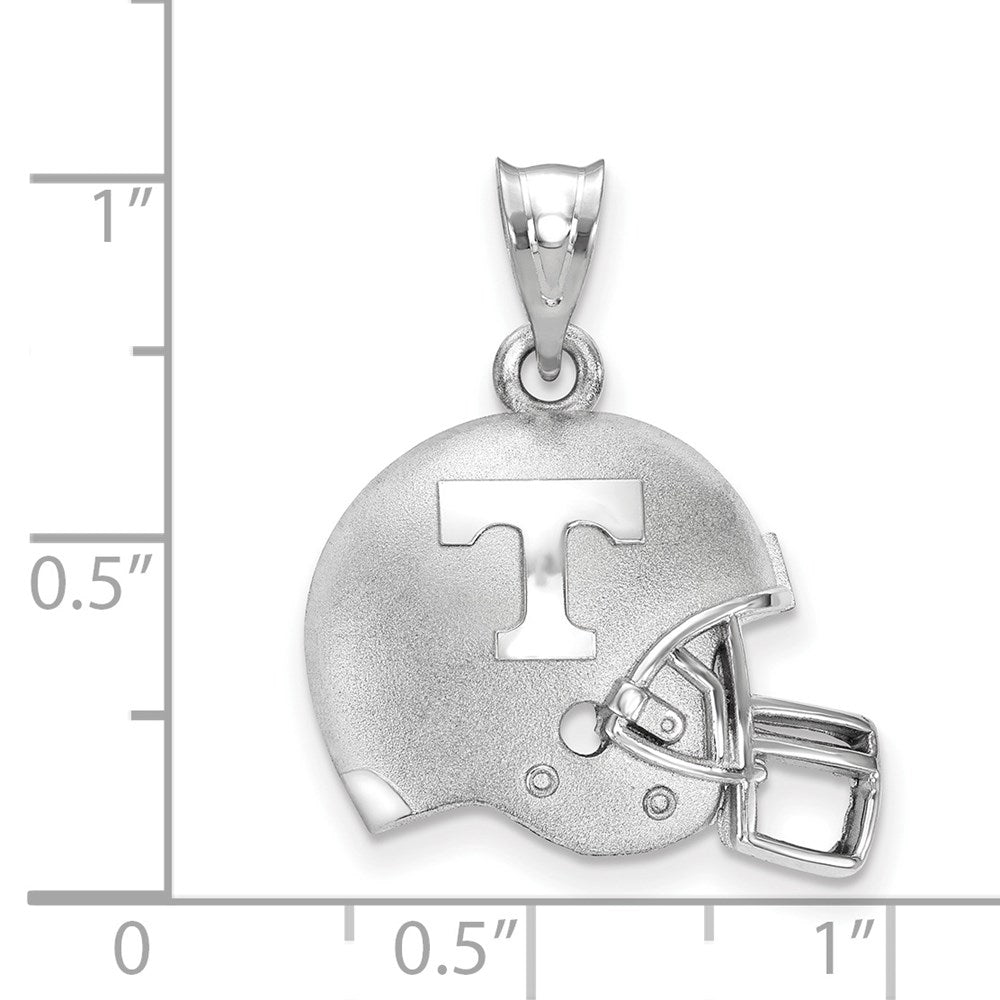 Alternate view of the Sterling Silver U. of Tennessee 3D Football Helmet w Logo Pendant by The Black Bow Jewelry Co.