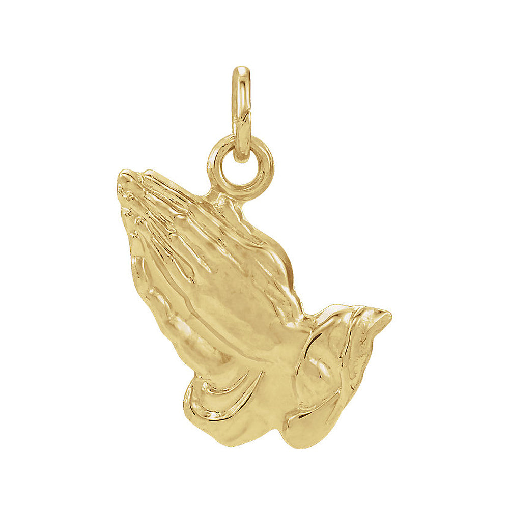 14k Yellow Gold Praying Hands Charm or Pendant, 16mm, Item P25642 by The Black Bow Jewelry Co.