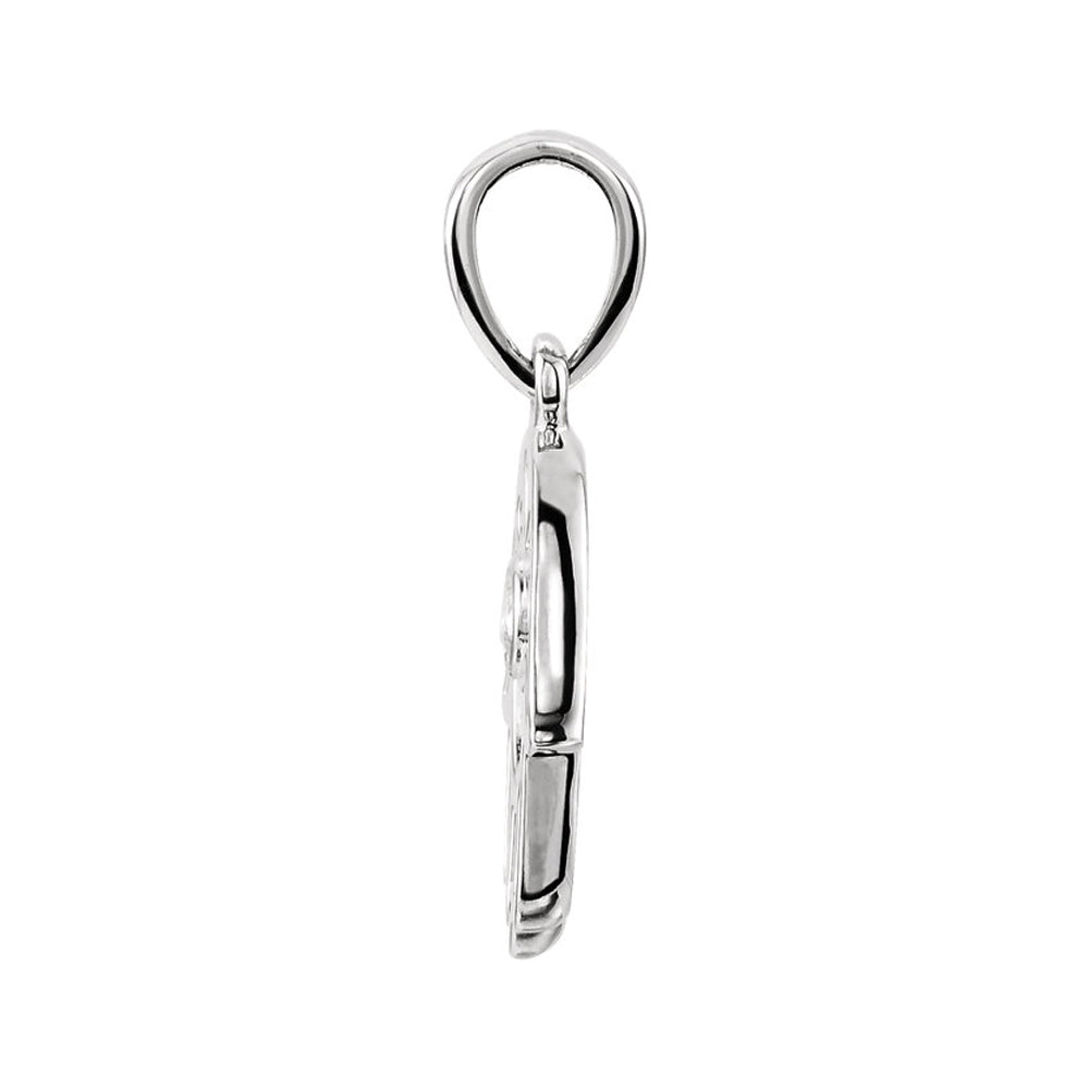 Alternate view of the Platinum and 0.03 CT Diamond Small Hamsa Pendant, 9mm by The Black Bow Jewelry Co.