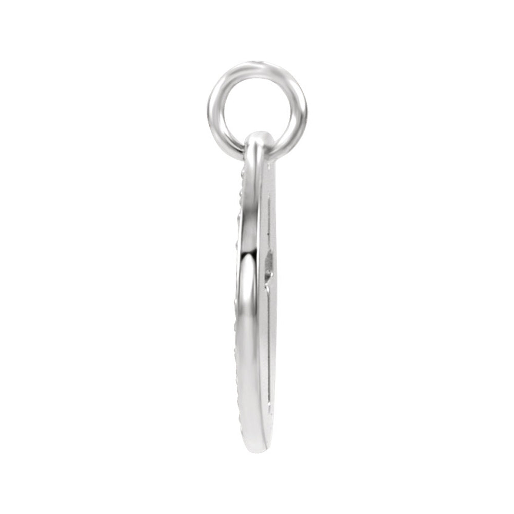 Alternate view of the 14k White Gold and 0.08 Ctw Diamond Disc Cross Charm or Pendant, 12mm by The Black Bow Jewelry Co.