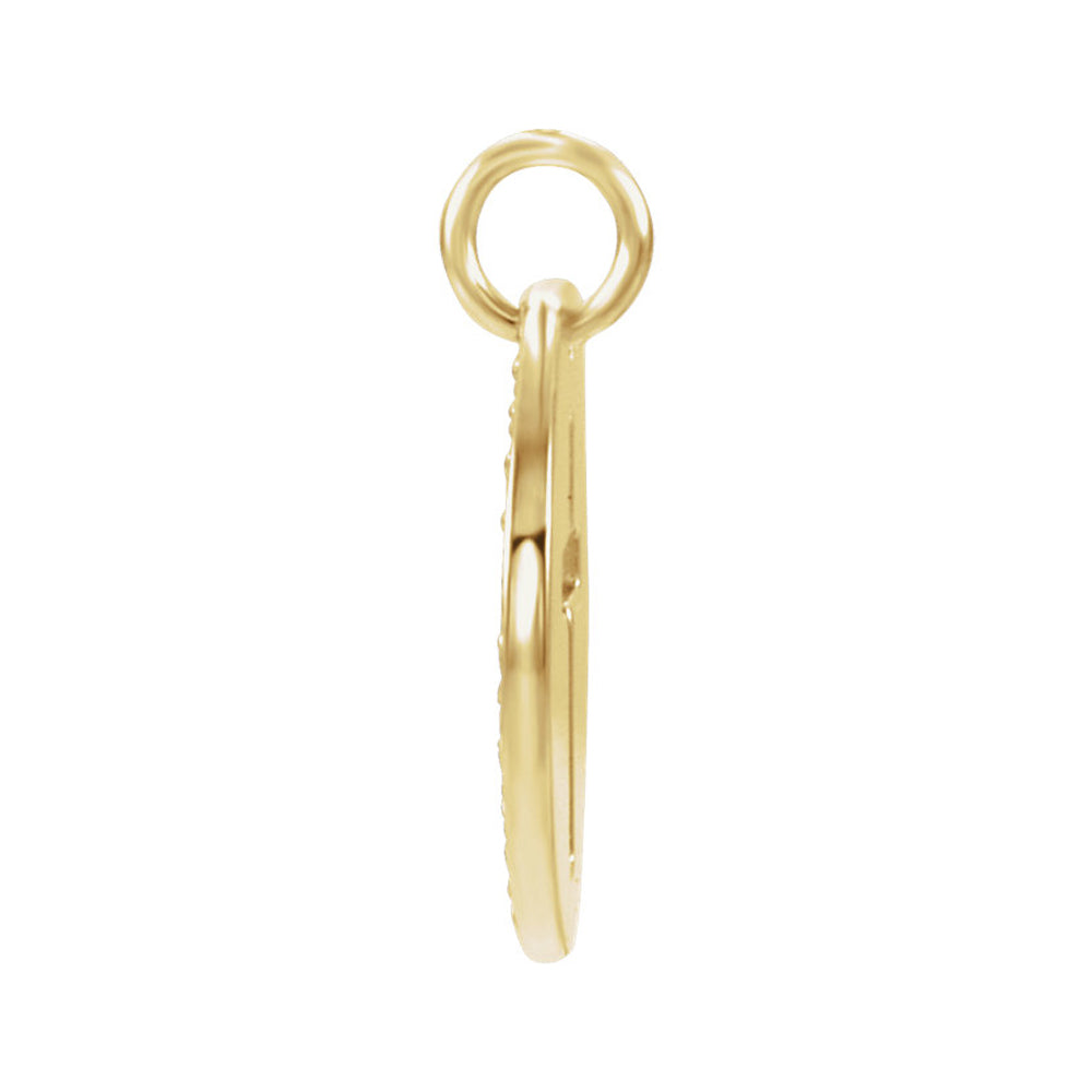 Alternate view of the 14k Yellow Gold and 0.08 Ctw Diamond Disc Cross Charm or Pendant, 12mm by The Black Bow Jewelry Co.