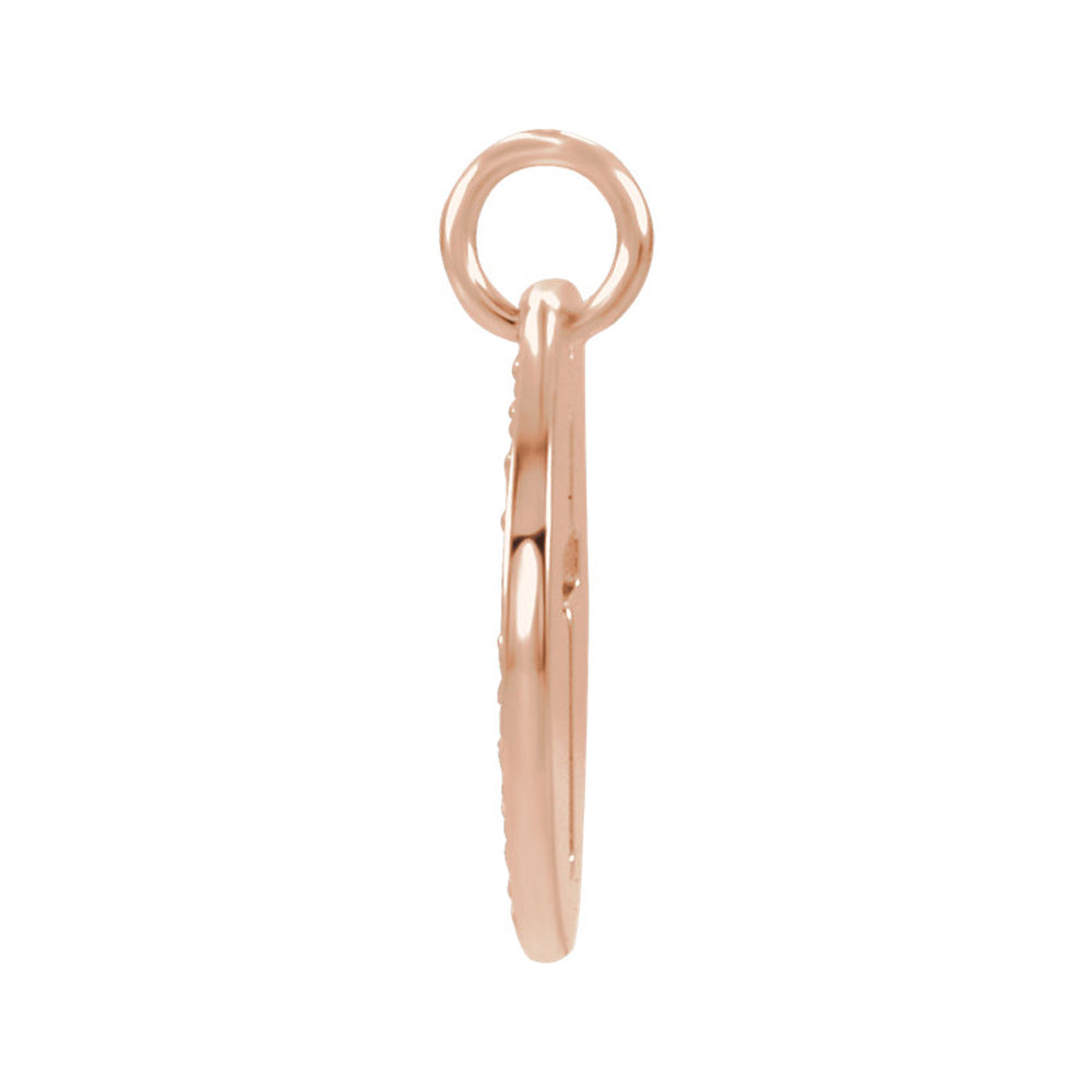 Alternate view of the 14k Rose Gold and 0.08 Ctw Diamond Disc Cross Charm or Pendant, 12mm by The Black Bow Jewelry Co.