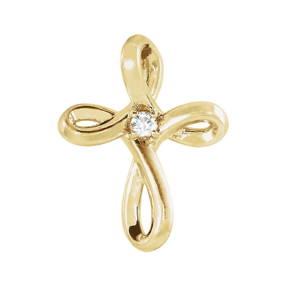 14K Yellow Gold 0.02 CT Diamond Infinity Loop Cross Pendant, 10 x 13mm, Item P25665 by The Black Bow Jewelry Co.