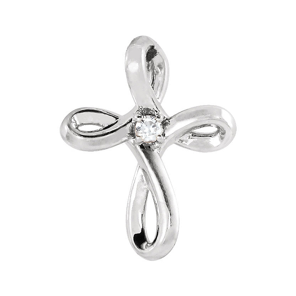 14K White Gold 0.02 CT Diamond Infinity Loop Cross Pendant, 10 x 13mm, Item P25666 by The Black Bow Jewelry Co.