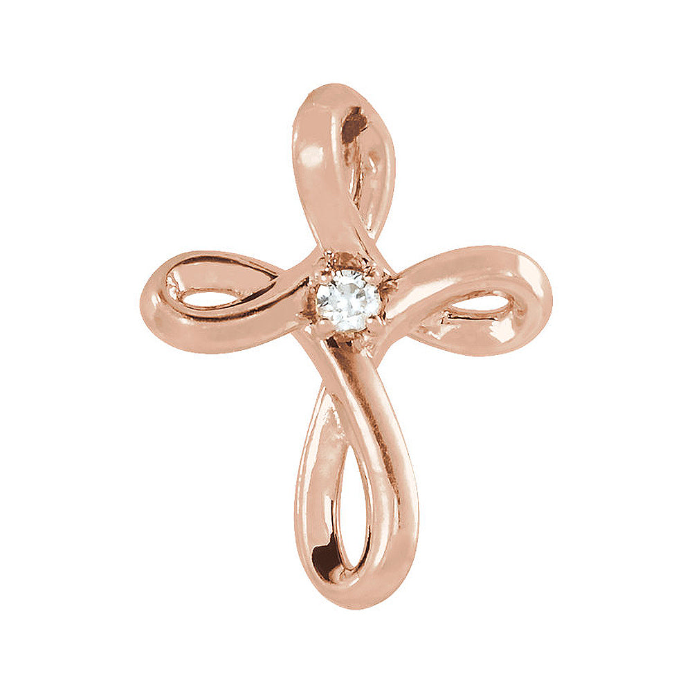 14K Rose Gold 0.02 CT Diamond Infinity Loop Cross Pendant, 10 x 13mm, Item P25667 by The Black Bow Jewelry Co.
