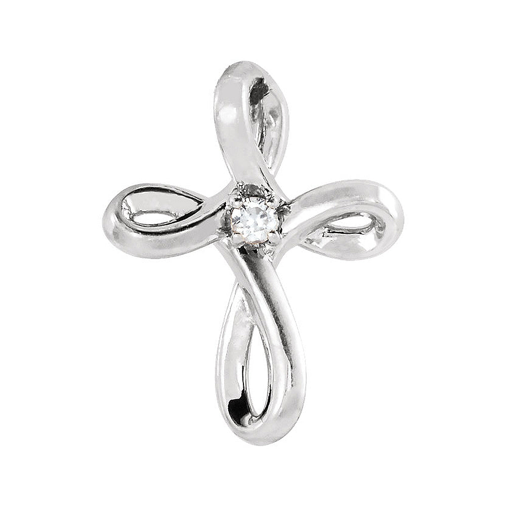 Platinum 0.02 CT Diamond Infinity Loop Cross Pendant, 10 x 13mm, Item P25668 by The Black Bow Jewelry Co.