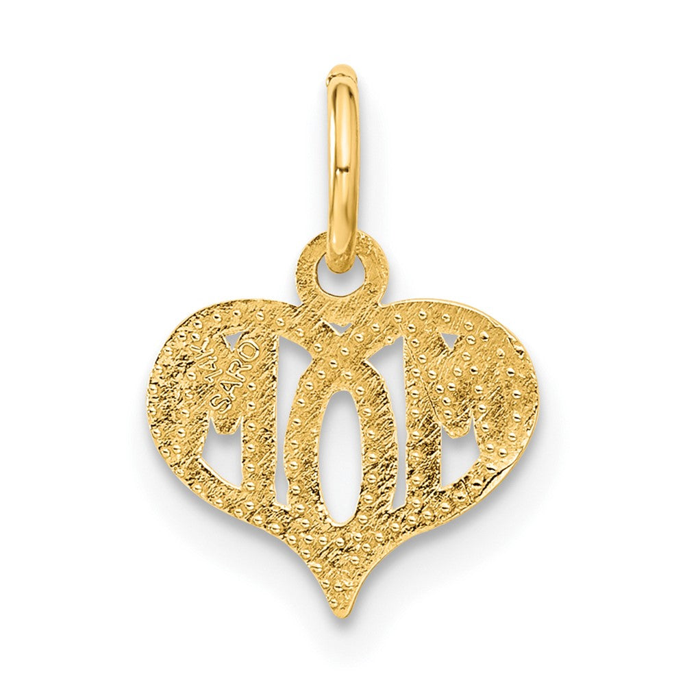Alternate view of the 14k Yellow Gold Polished Mom Heart Charm or Pendant, 10mm by The Black Bow Jewelry Co.