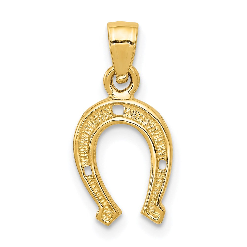 14k Yellow Gold Horse Shoe Pendant, 9mm, Item P25683 by The Black Bow Jewelry Co.
