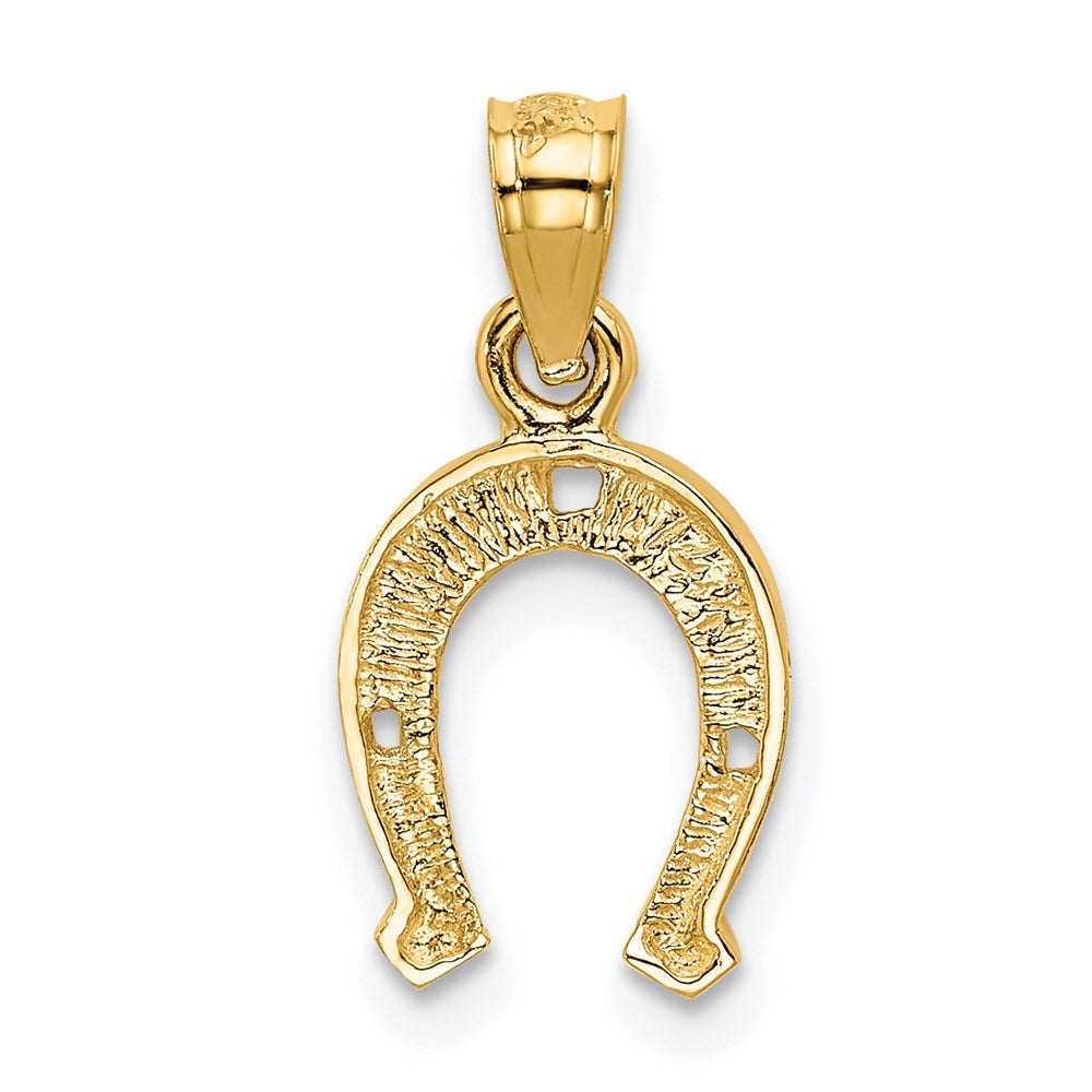 Alternate view of the 14k Yellow Gold Horse Shoe Pendant, 9mm by The Black Bow Jewelry Co.