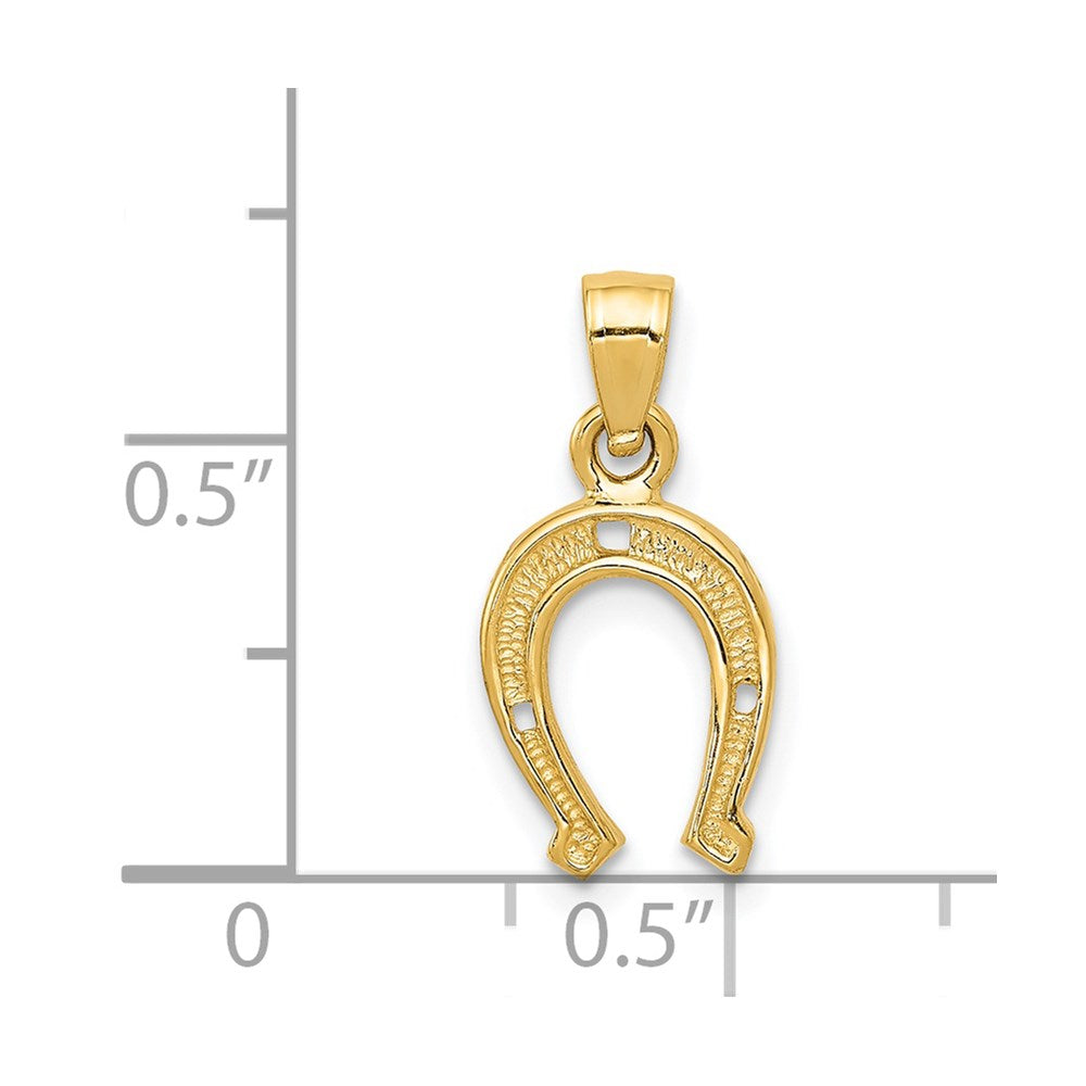 Alternate view of the 14k Yellow Gold Horse Shoe Pendant, 9mm by The Black Bow Jewelry Co.