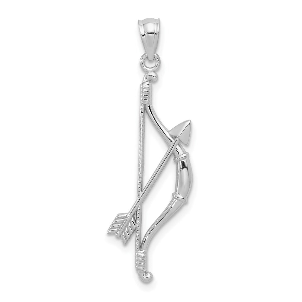 14k White Gold Open Back Bow and Arrow Pendant, 11 x 36mm, Item P25684 by The Black Bow Jewelry Co.