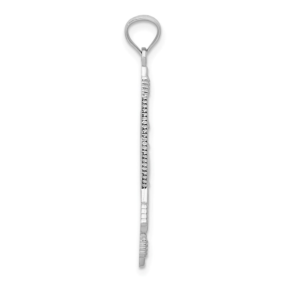 Alternate view of the 14k White Gold Open Back Bow and Arrow Pendant, 11 x 36mm by The Black Bow Jewelry Co.