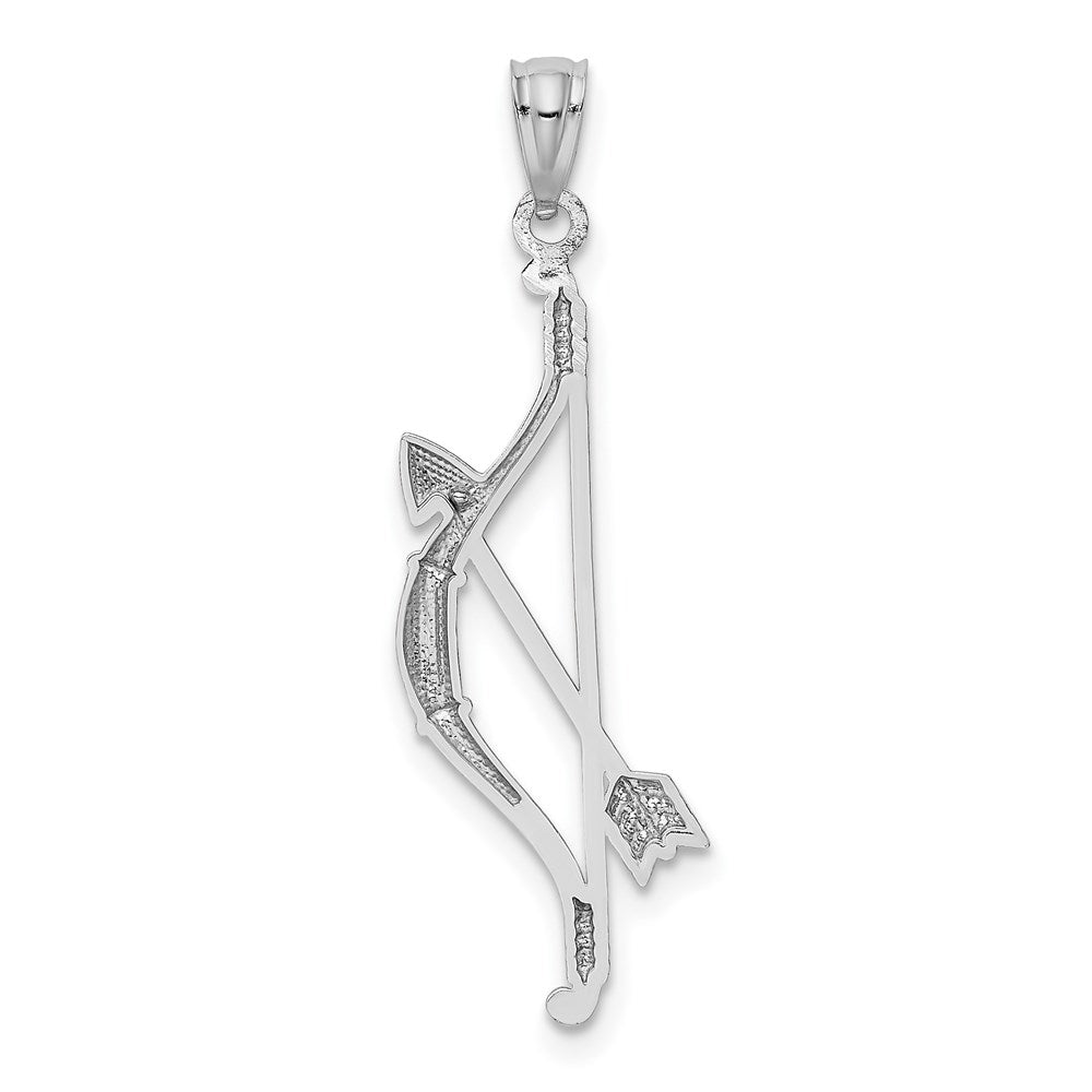 Alternate view of the 14k White Gold Open Back Bow and Arrow Pendant, 11 x 36mm by The Black Bow Jewelry Co.
